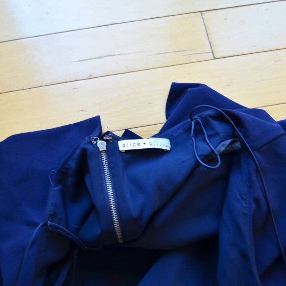 Alice + Olivia Silk Blend Kipp Layered Top Navy Blue Ruffle Dress Size 10 - Picture 6 of 13